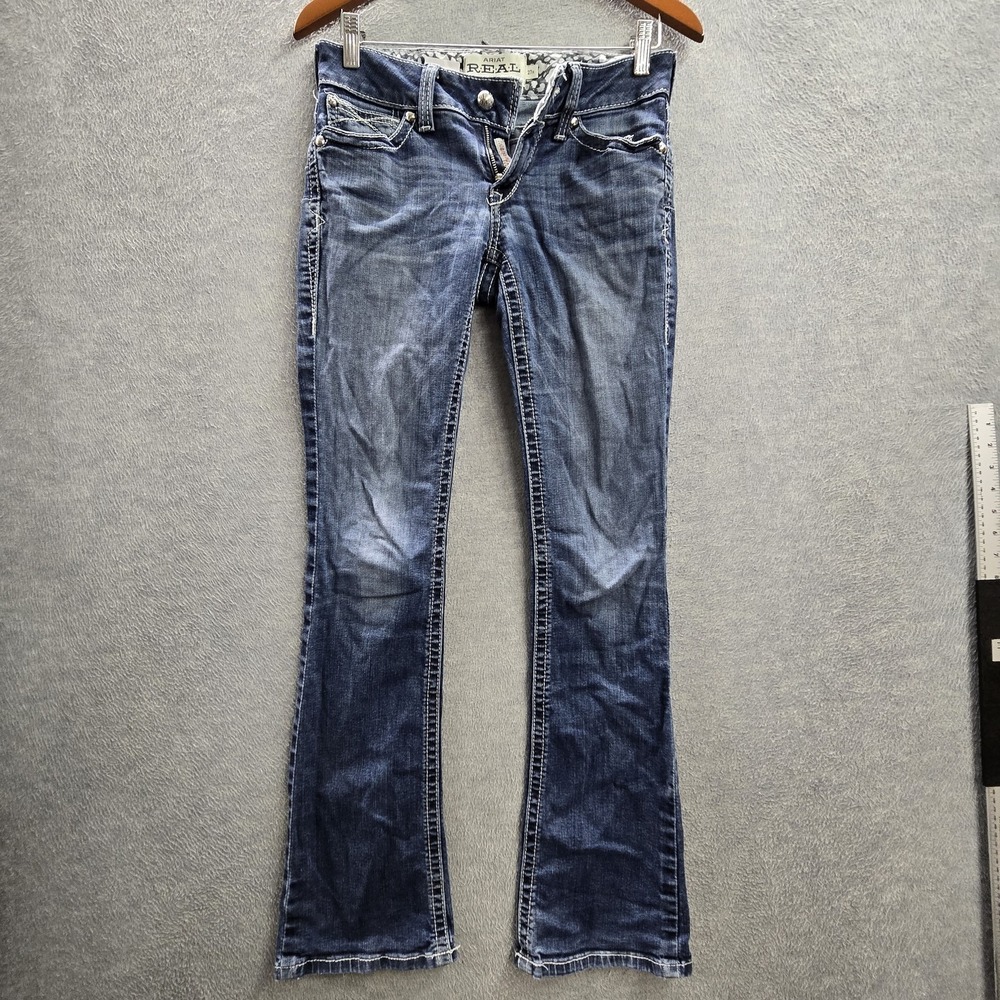 Ariat REAL Women‎ Jeans 27R Blue Denim Bootcut Low Rise Rosy Whipstitch AW5626A